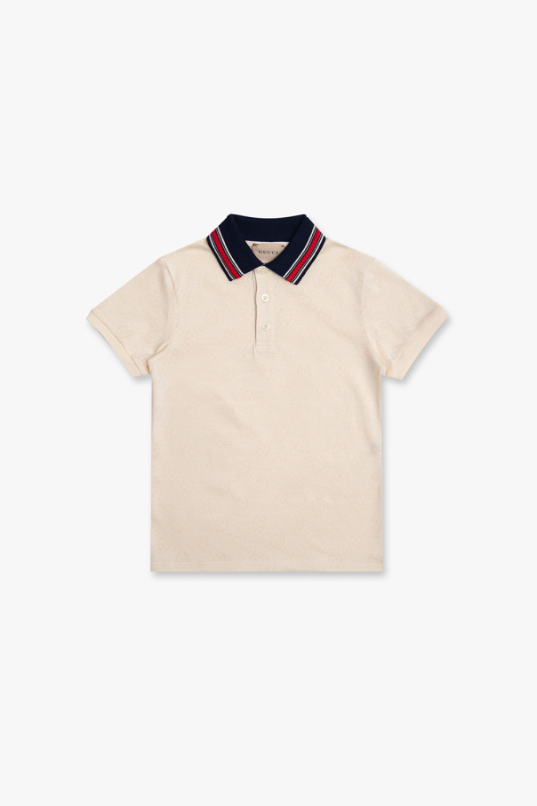 Cream Cotton polo shirt Gucci Kids 43 180Shops Italy Antigua Vermont Catamounts Affluent Big Tall Polo